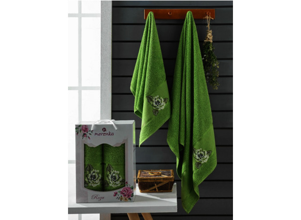 Набор махровых полотенец Merzuka Rosa 50х90 см 70х140 см 2 шт (зеленый)