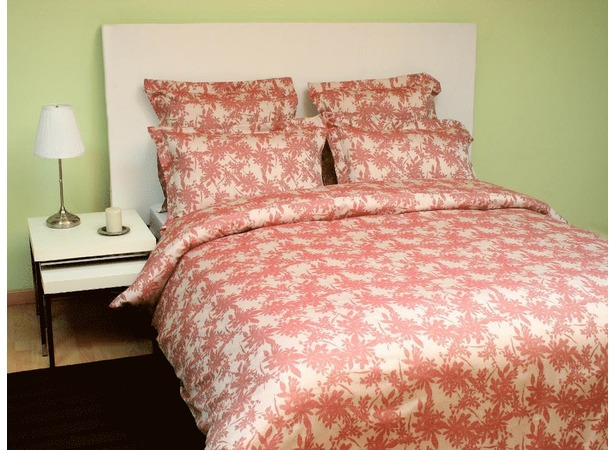 Комплект постельного белья Marize Пепельно-розовые цветы жаккард двуспальный (нав 50х70 см)