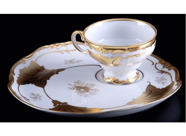 Набор для чая Эгоист Кленовый лист белый 408 (чашка 210 мл+блюдо)