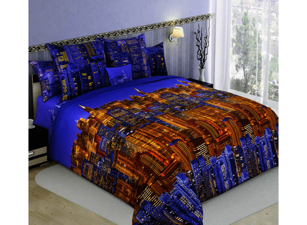 Комплект постельного белья Панорама 1 сатин двуспальный (с европростыней 4 нав)