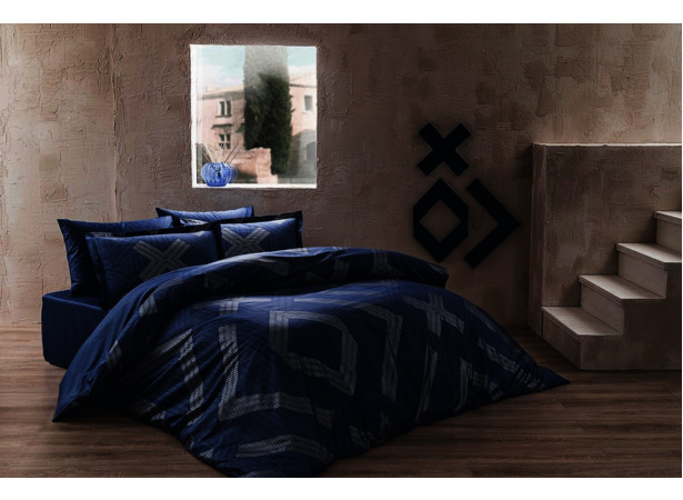 Комплект постельного белья Tac Satin Delux Bellamy (синий) сатин-делюкс двуспальный евро