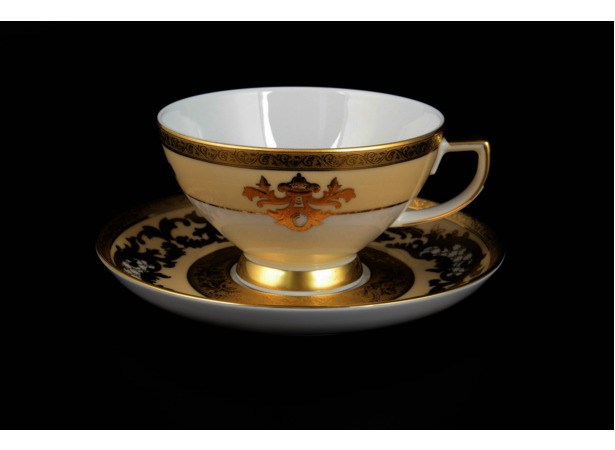 Набор чайных пар Alena 3D Cream Gold Constanza на 6 персон