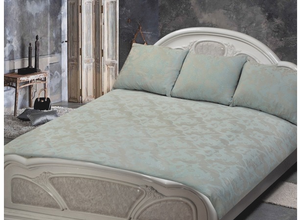 Комплект постельного белья Marize Бежевые узоры на сером фоне жаккард двуспальный (нав 50х70 см)