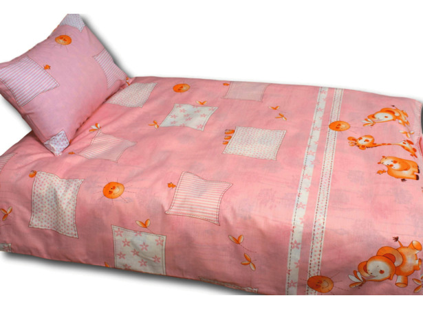 Комплект постельного белья Альвитек Пчелка Зоопарк розовый бязь детский