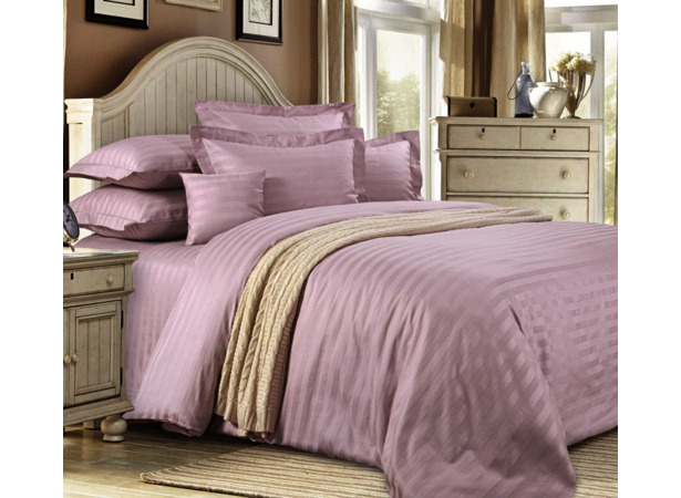 Комплект постельного белья Розовый крем страйп-сатин двуспальный