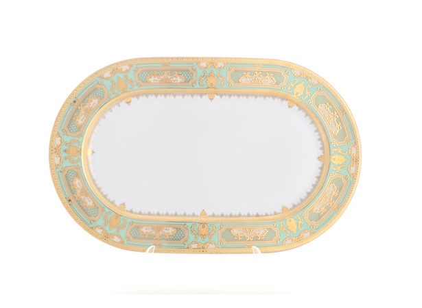 Блюдо Donna Seladon Gold 36 см овальное