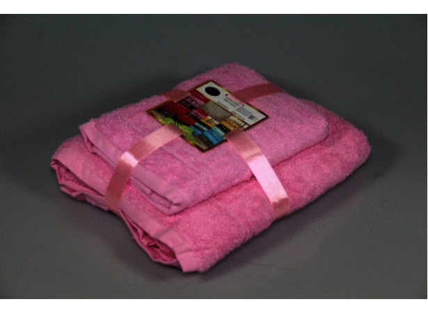 Набор махровых полотенец Ашхабад Египет 50х90 см 70х140 см 2 шт (розовый)