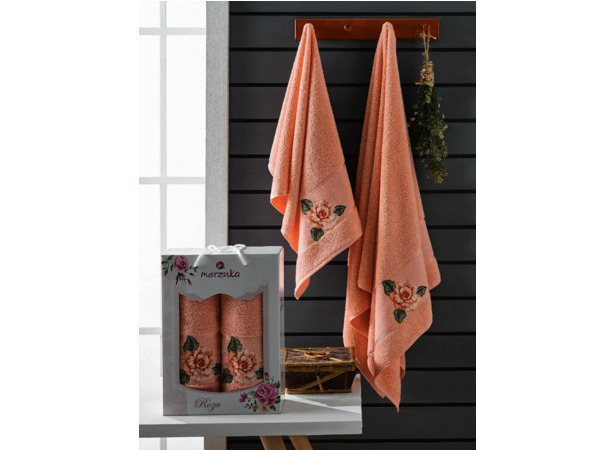 Набор махровых полотенец Merzuka Rosa 50х90 см 70х140 см 2 шт (оранжевый)