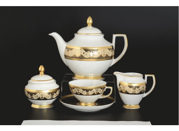 Чайный сервиз Belvedere Combi Black Gold на 6 персон 15 предметов 