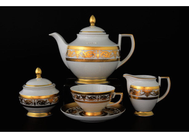 Чайный сервиз Constanza Imperial White Gold на 6 персон 15 предметов
