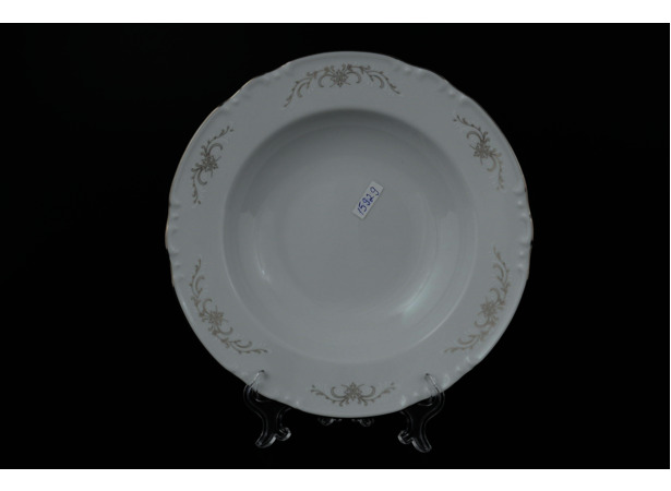 Набор глубоких тарелок Констанция Серый орнамент Отводка платина 23 см 6 шт