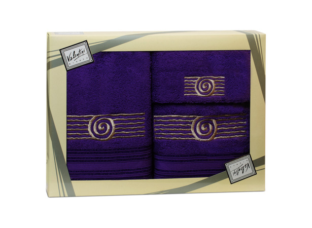 Комплект полотенец Valentini Sea 1 (фиолетовый) 30х50 см 50х100 см 70х140 см 3 шт