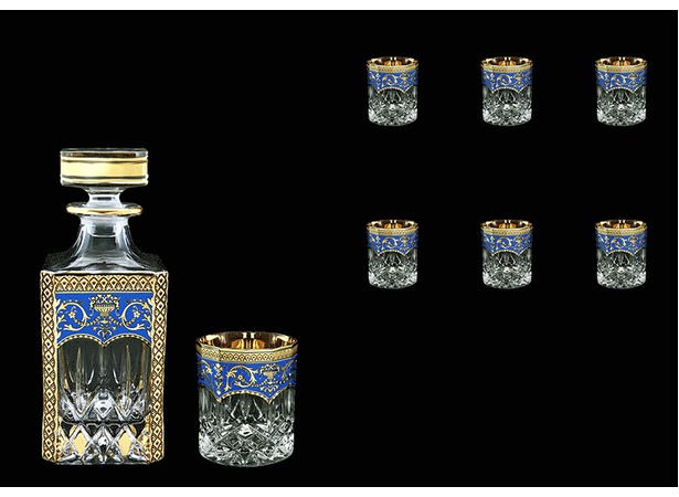 Набор для виски Провенза Люксус синий (графин 750 мл + 6 стаканов 210 мл) 7 предметов