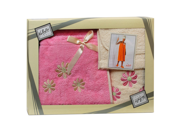 Набор для сауны женский Valentini Camomile (парео женское + полотенце + сумочка) розовый