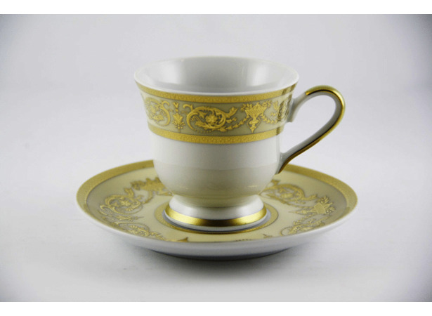 Набор для кофе Александрия Крем/золото (чашка 100 мл + блюдце) на 6 персон 12 предметов