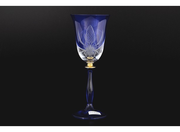 Набор бокалов для вина Цветок синий фон 185 мл