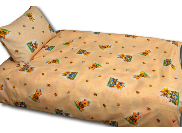Комплект постельного белья Альвитек Пчелка Заяц с ромашкой и мишкой (бежевый) бязь детский