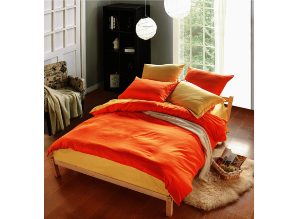 Комплект постельного белья SRosete Однотонный (оранжевый) сатин сем