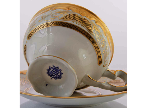 Набор для чая Симфония золотая 427 (чашка 210 мл + блюдце) на 6 персон 12 предметов в подарочной упаковке