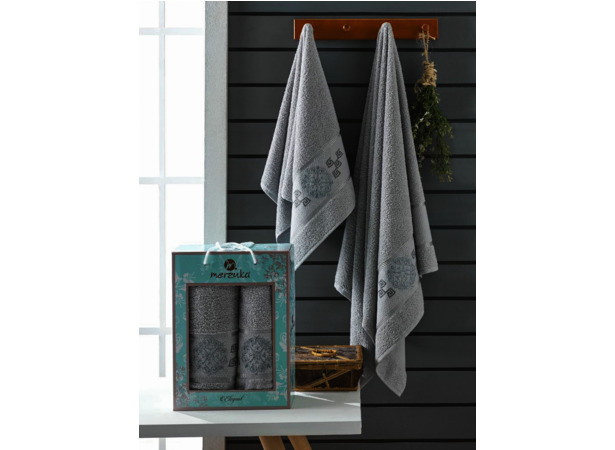 Набор махровых полотенец Merzuka Elegant 50х90 см 70х140 см 2 шт (серый)