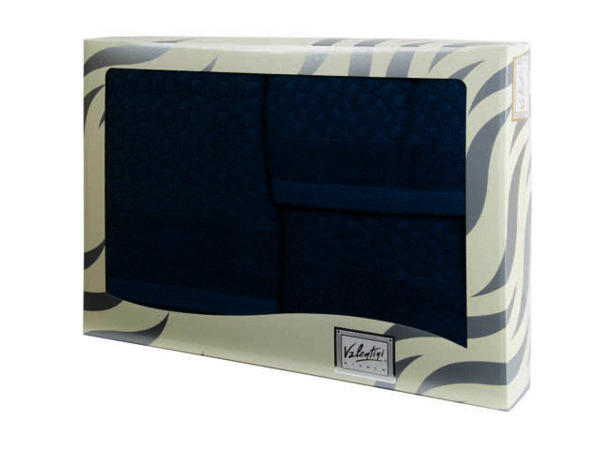 Комплект махровых полотенец Valentini TR161 (синий) 30х50 см 50х100 см 100х150 см 3 шт