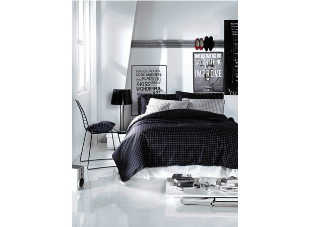 Комплект постельного белья Issimo Cosmopolit тёмно-серый-белый евро макси