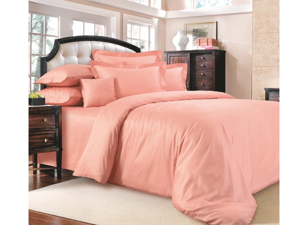 Комплект постельного белья Яркий персик сатин двуспальный