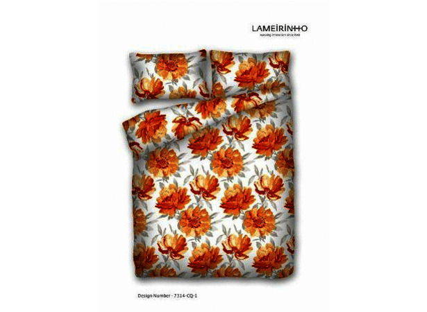 Комплект постельного белья Lameirinho Оранжевые цветы сатин двуспальный евро