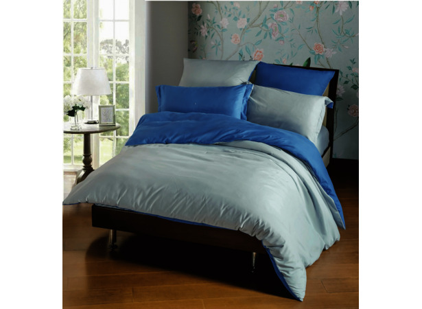 Комплект постельного белья SRosete Однотонный (голубой) сатин двуспальный