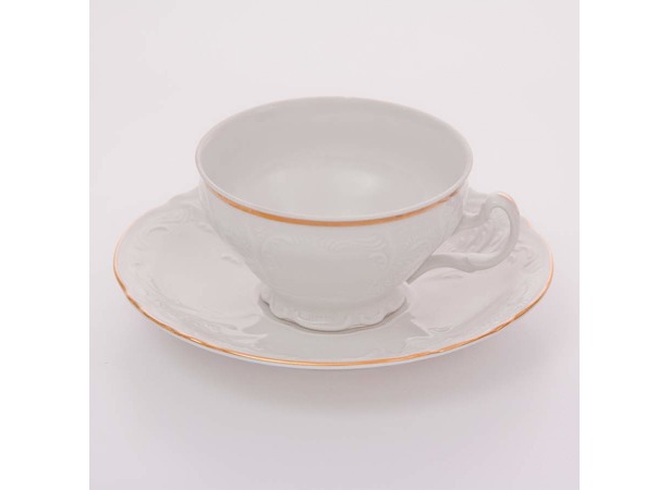 Набор для чая Бернадот Белый узор (чашка 220 мл + блюдце) на 6 предметов 12 персон