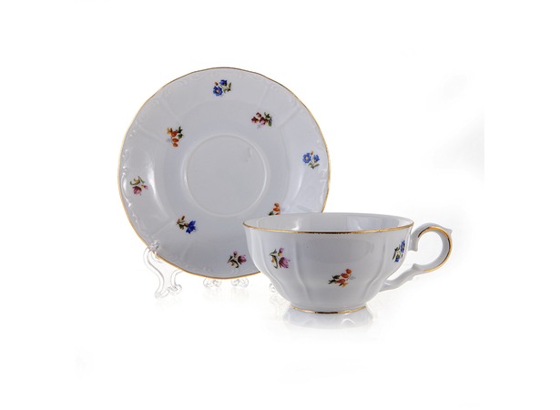 Набор для чая Офелия Мелкие цветы отводка золото ОФ 134 (чашка 160 мл + блюдце) на 6 персон 12 предметов