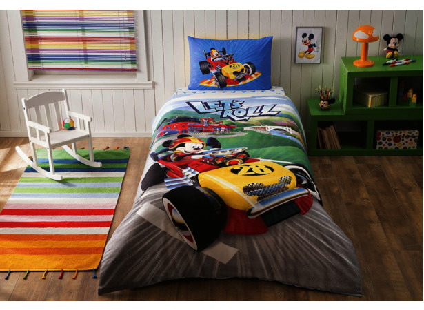 Комплект детского постельного белья Tac Mickey Racer ранфорс 15 сп