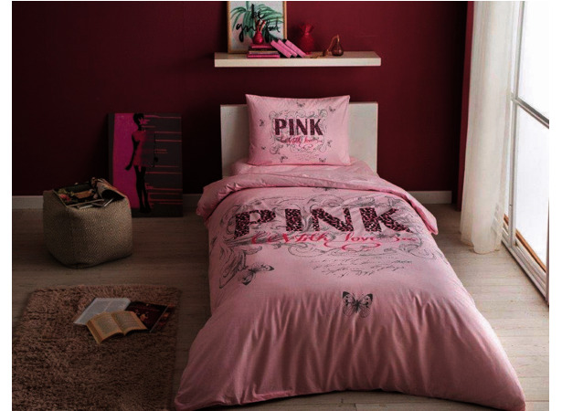 Комплект постельного белья Tac Pink ранфорс двуспальный евро