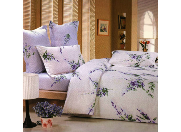 Комплект постельного белья Сайлид B-59 (фиолетовые цветы) сатин двуспальный