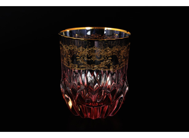 Набор стаканов для виски Золотые узоры Розовый фон 6 шт
