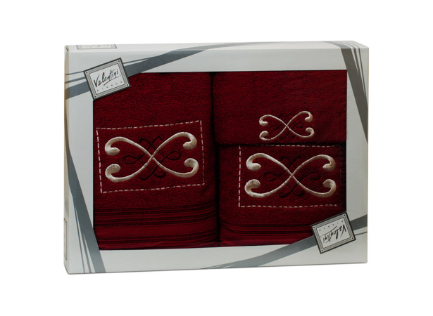 Комплект полотенец Valentini Fantasy 2 (бордовый) 30х50 см 50х100 см 70х140 см 3 шт