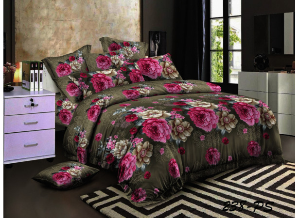 Комплект постельного белья Cleo Розовые пионы полисатин двуспальный
