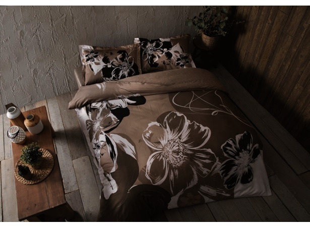 Комплект постельного белья Tac Serah (бежево-песочный) сатин двуспальный евро