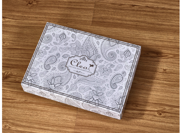 Комплект постельного белья Cleo Бежево-серый с растительным орнаментом сатин двуспальный