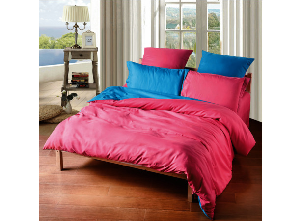 Комплект постельного белья SRosete Однотонный (розовый) сатин двуспальный