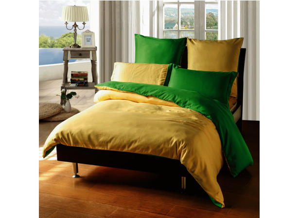 Комплект постельного белья SRosete Однотонный (зеленый) сатин двуспальный евро