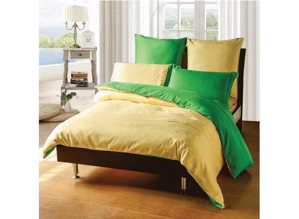 Комплект постельного белья SRosete Однотонный (зеленый) сатин двуспальный