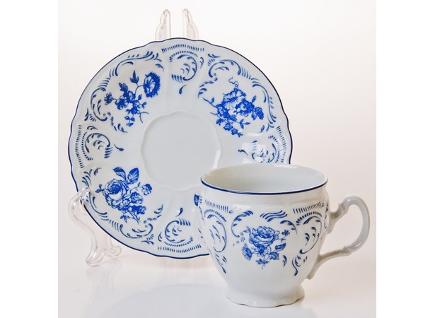 Набор для чая Бернадот Синие розы 24074 (чашка 240 мл + блюдце) на 6 персон 12 предметов 