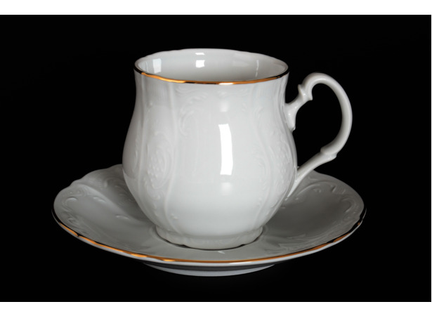 Набор чайных пар Джонас Бернадотт Белый узор (чашка 310 мл + блюдце) на 6 персон