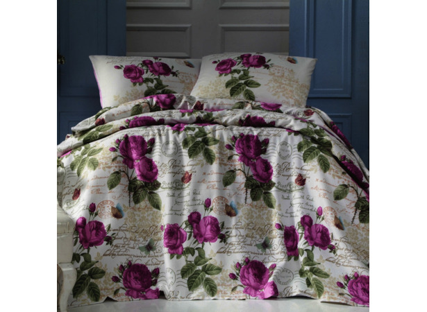 Комплект постельного белья Evim Ashley lila с простыней для укрывания двуспальный евро