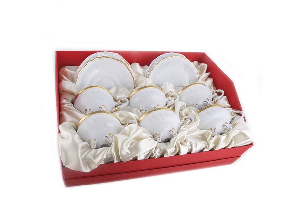 Набор для чая Элеганс 201 (чашка 210 мл + блюдце) на 6 персон 12 предметов в подарочной упаковке