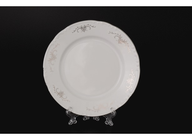Набор тарелок Констанция Серый орнамент Отводка платина 17 см 6 шт
