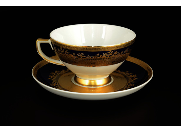 Набор чайных пар Constanza Cobalt Gold 9320 (чашка 220 мл + блюдце) на 6 персон
