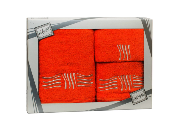 Комплект полотенец Valentini Sea 2 (оранжевый) 30х50 см 50х100 см 70х140 см 3 шт
