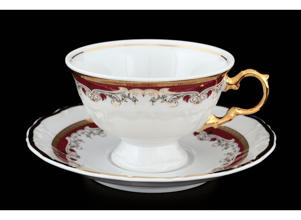 Набор чайных пар Мария Луиза Красная лилия (чашка 220 мл + блюдце) на 6 персон 12 предметов